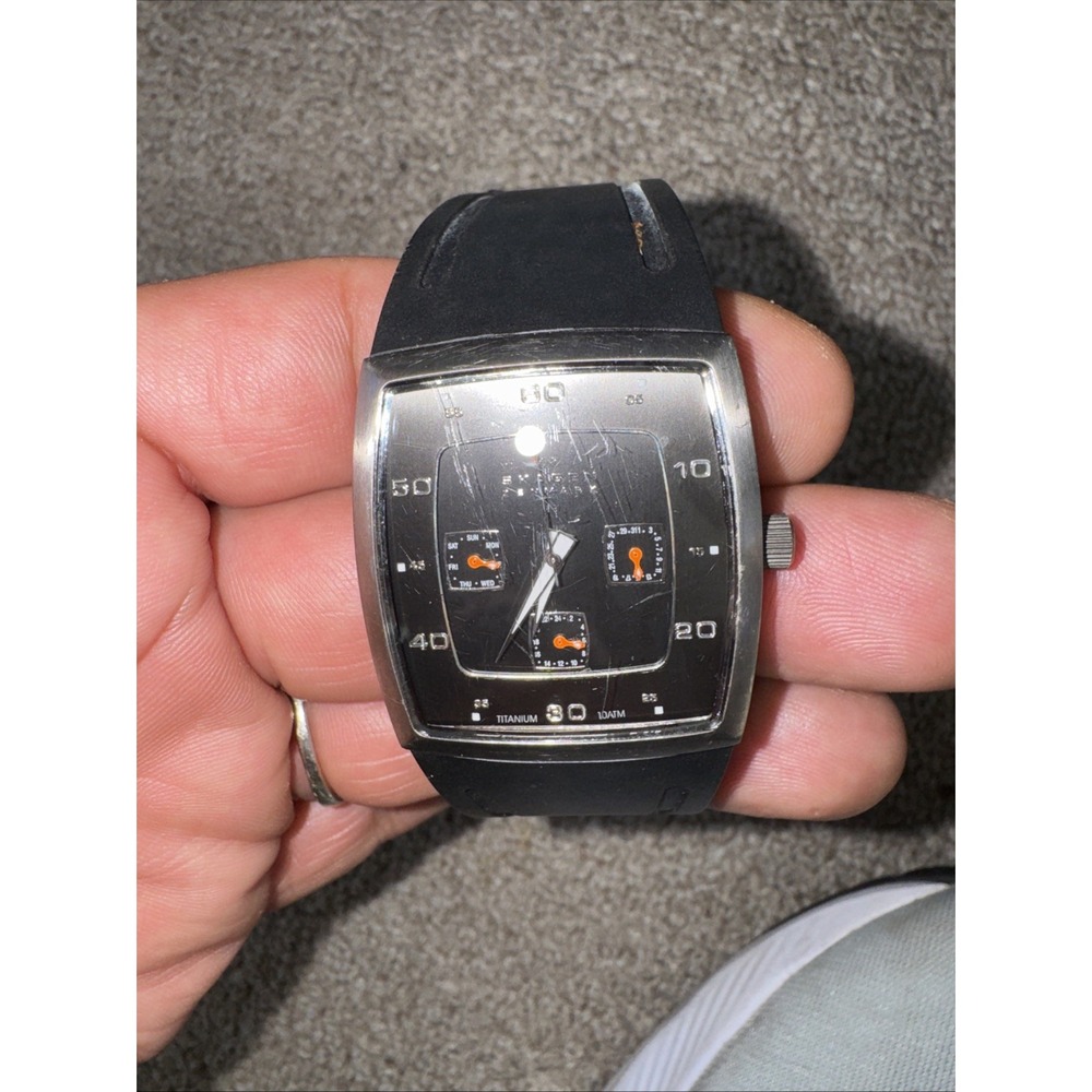 Skagen Denmark Men 390LTRM Titanium Case Silicon Band Hardened Quartz‎ Watch